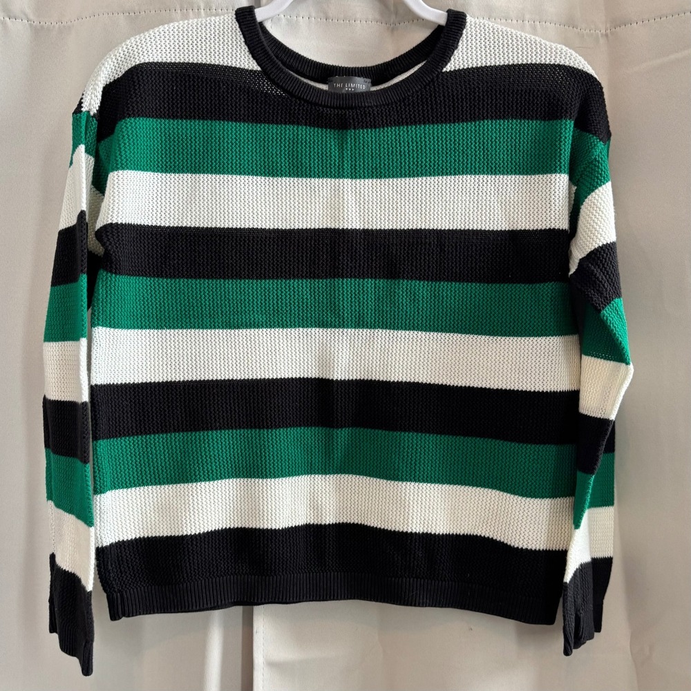 The Limited Womens Striped Sweater Open Knit Oversized Small Preppy Beachy 19807